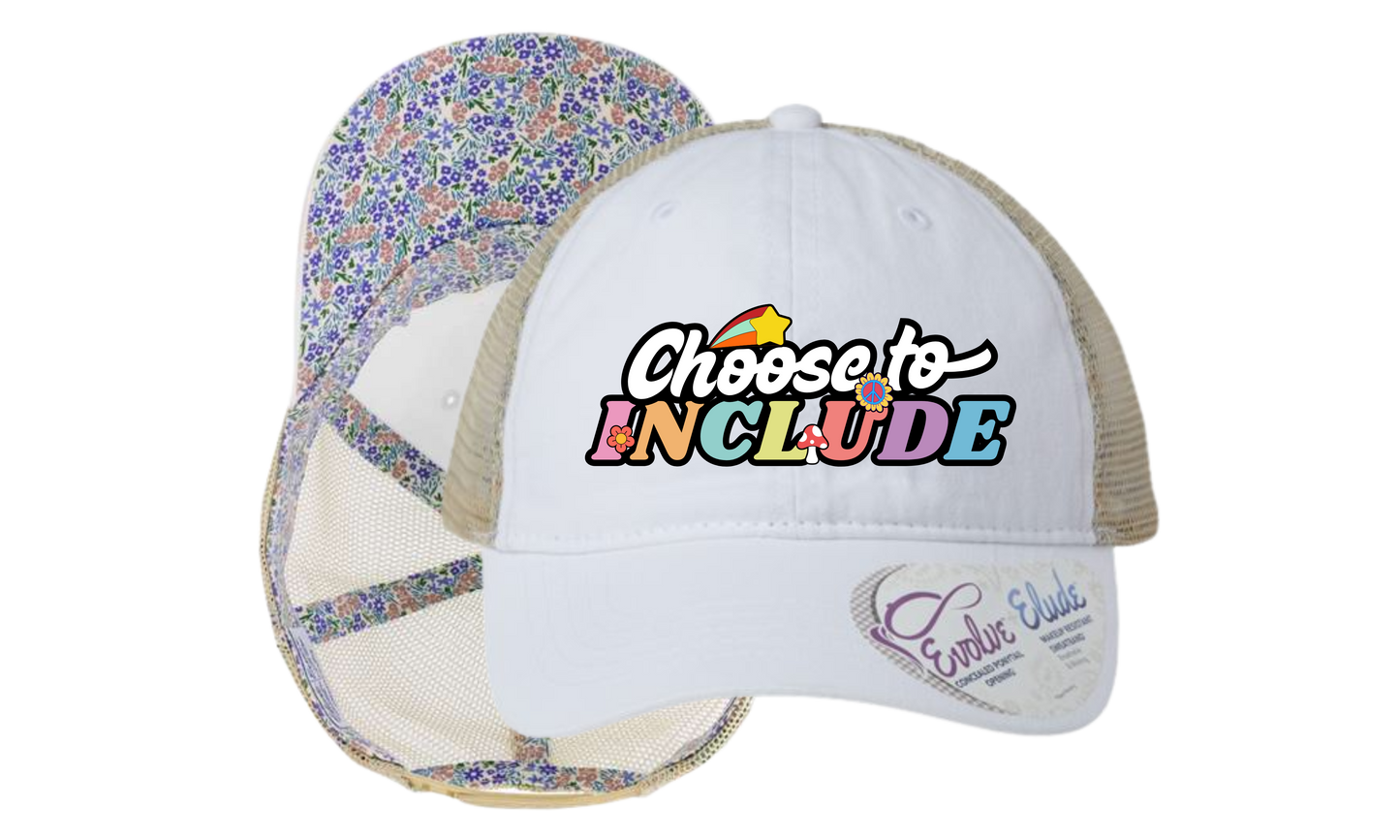 Infinity Her - White/Floral Women's Washed Mesh-Back Cap- Choose to Include