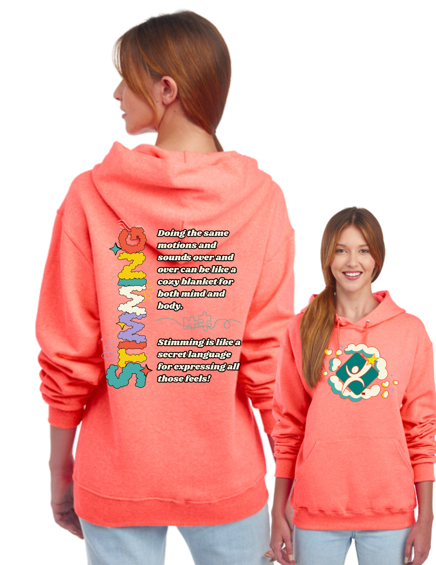 Jerzees® - NuBlend® Retro Htr Coral Pullover Hooded Sweatshirt - Stimming Cloud