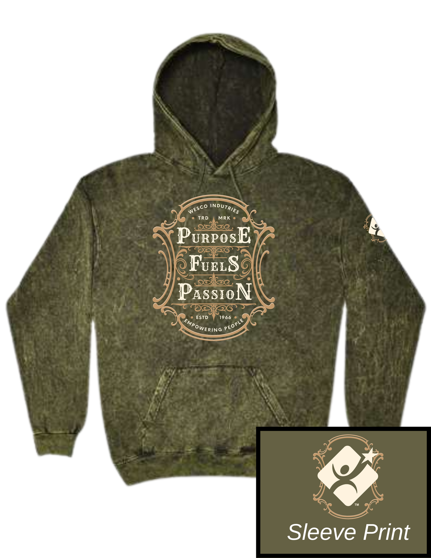 Colortone - D Green Mineral Wash Hooded Sweatshirt - Purpose