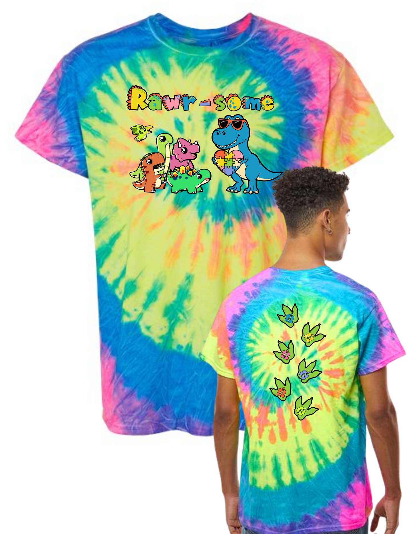 Colortone - Neon Rainbow Multi-Color Tie-Dyed T-Shirt - RawrSome
