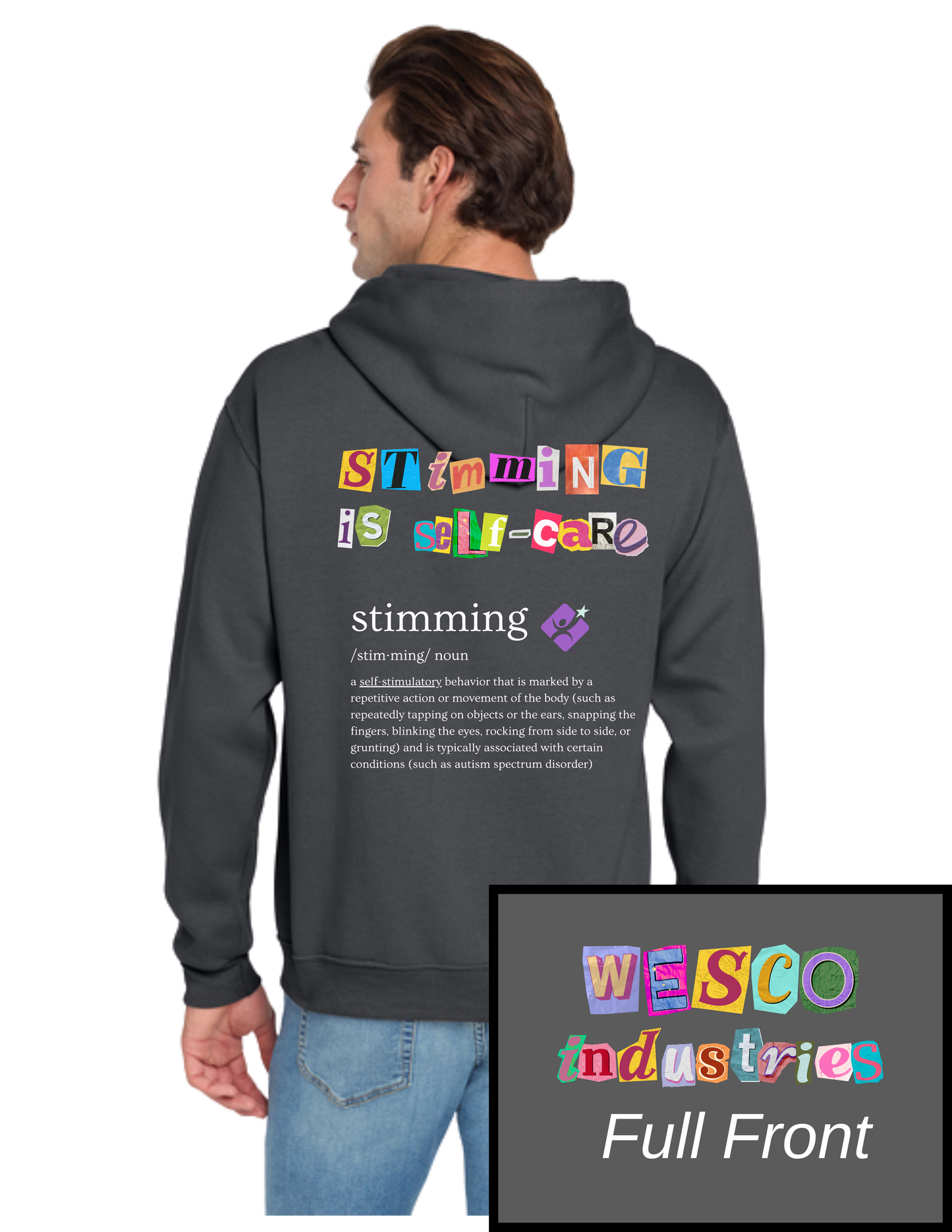 Jerzees® - NuBlend® Pullover Charcoal Hooded Sweatshirt- Stimming is Selfcare