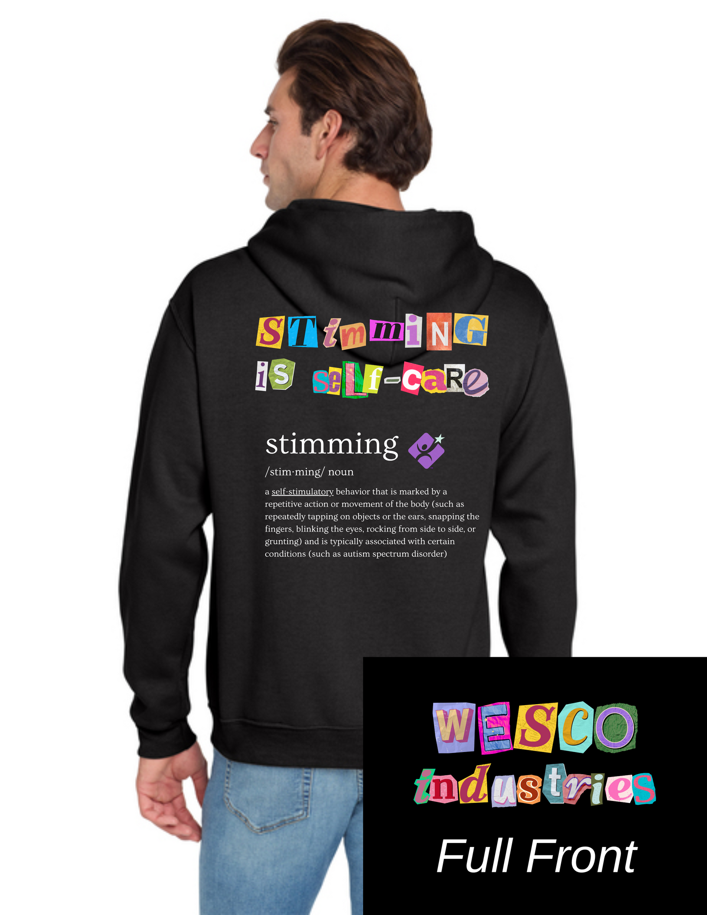 Jerzees® - NuBlend® Pullover Black Hooded Sweatshirt- Stimming is Selfcare