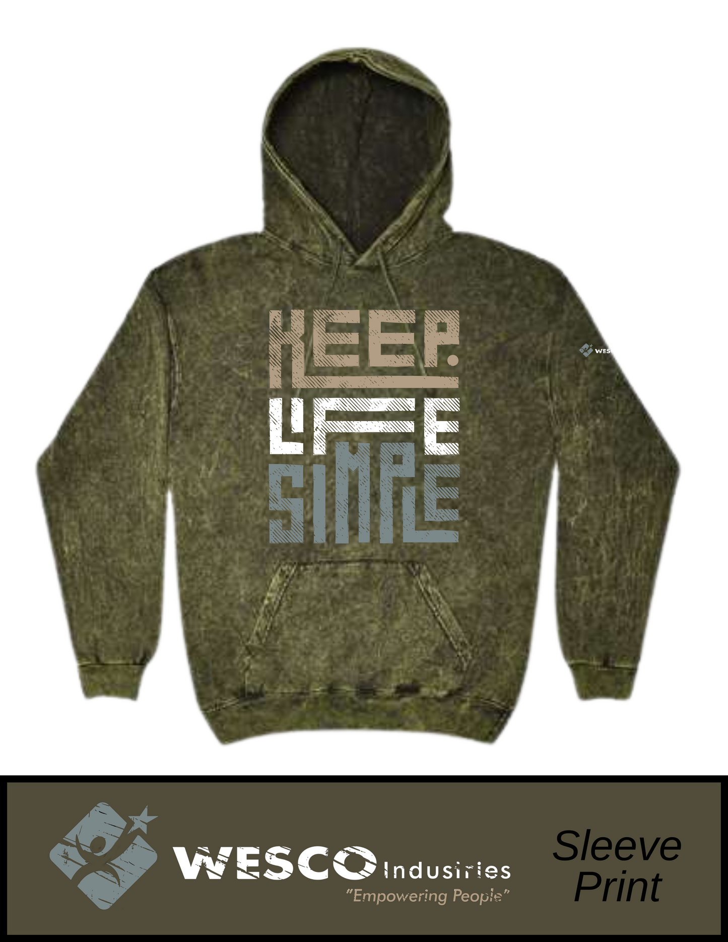 Colortone - D Green Mineral Wash Hooded Sweatshirt- Simple Life