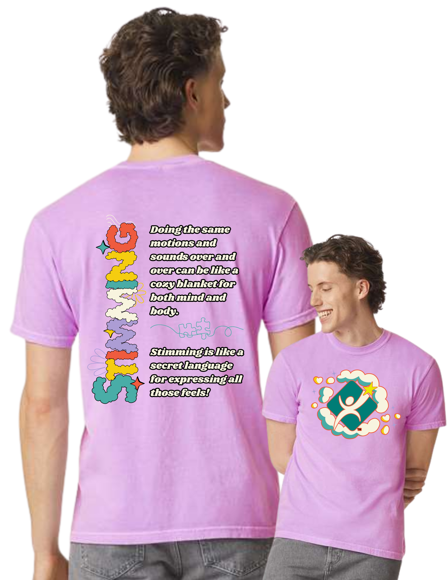 Comfort Colors ® Heavyweight Neon Violet Ring Spun Tee - Stimming Clouds