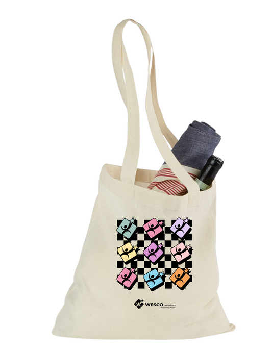 Port Authority Natural Eco Blend Cavas Tote- Sweet Checker