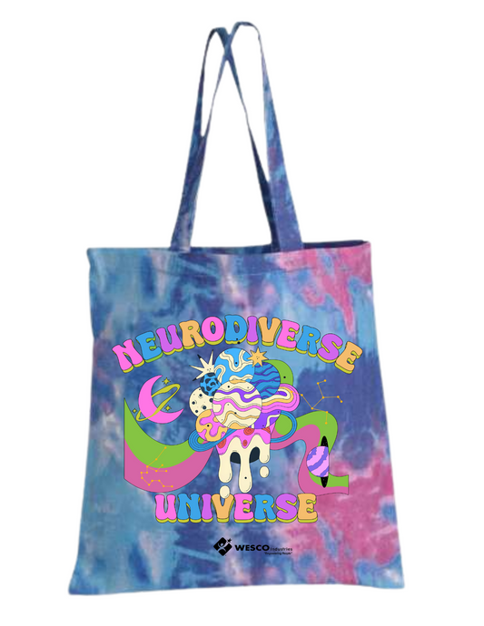 Q-Tees - Cotton Candy Tie-Dyed Canvas Bag - Groovy Neurodiverse