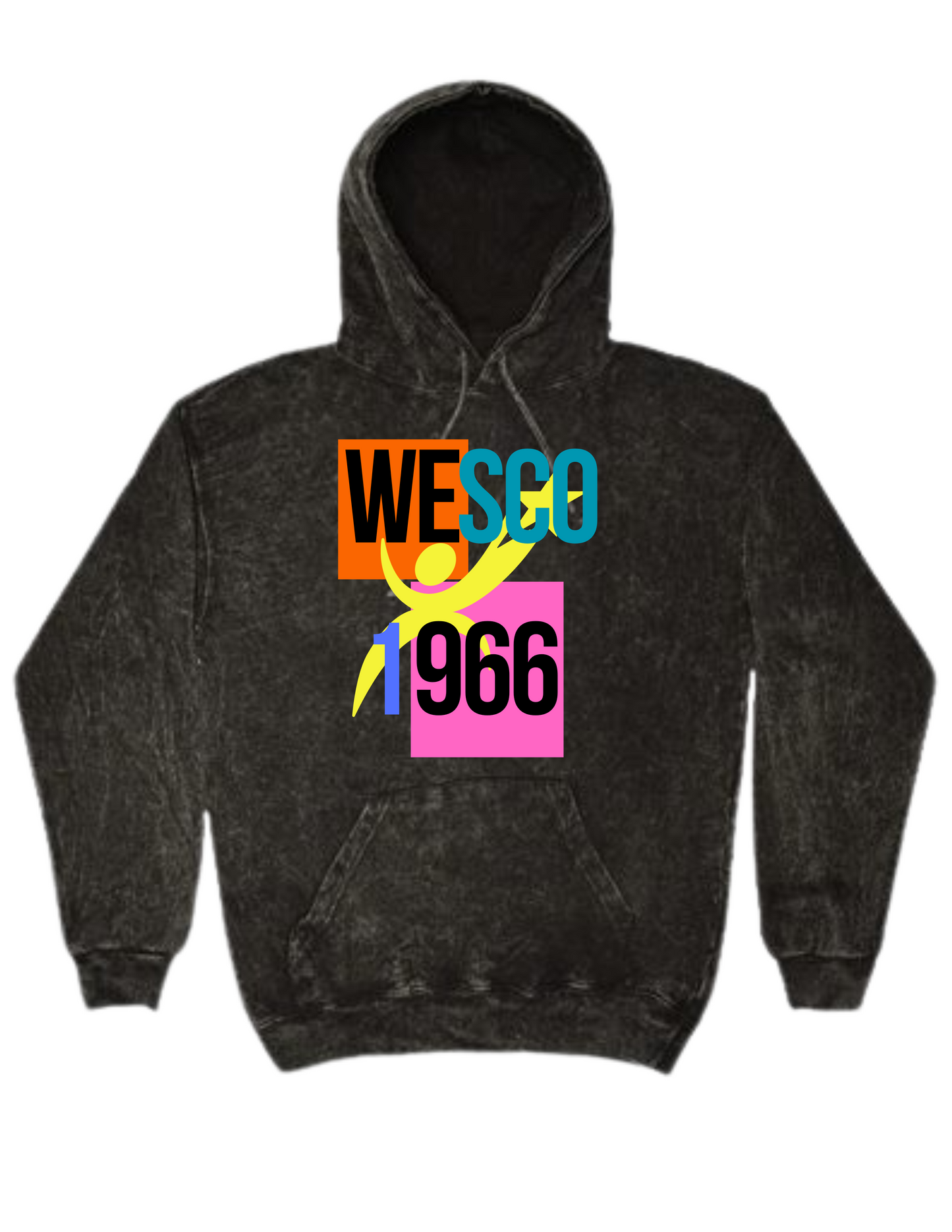 Colortone - Mineral Wash Black Hooded Sweatshirt - 80s