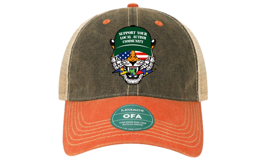 LEGACY - Old Favorite Black/Orange/KhakiTrucker Cap - Autism Tiger