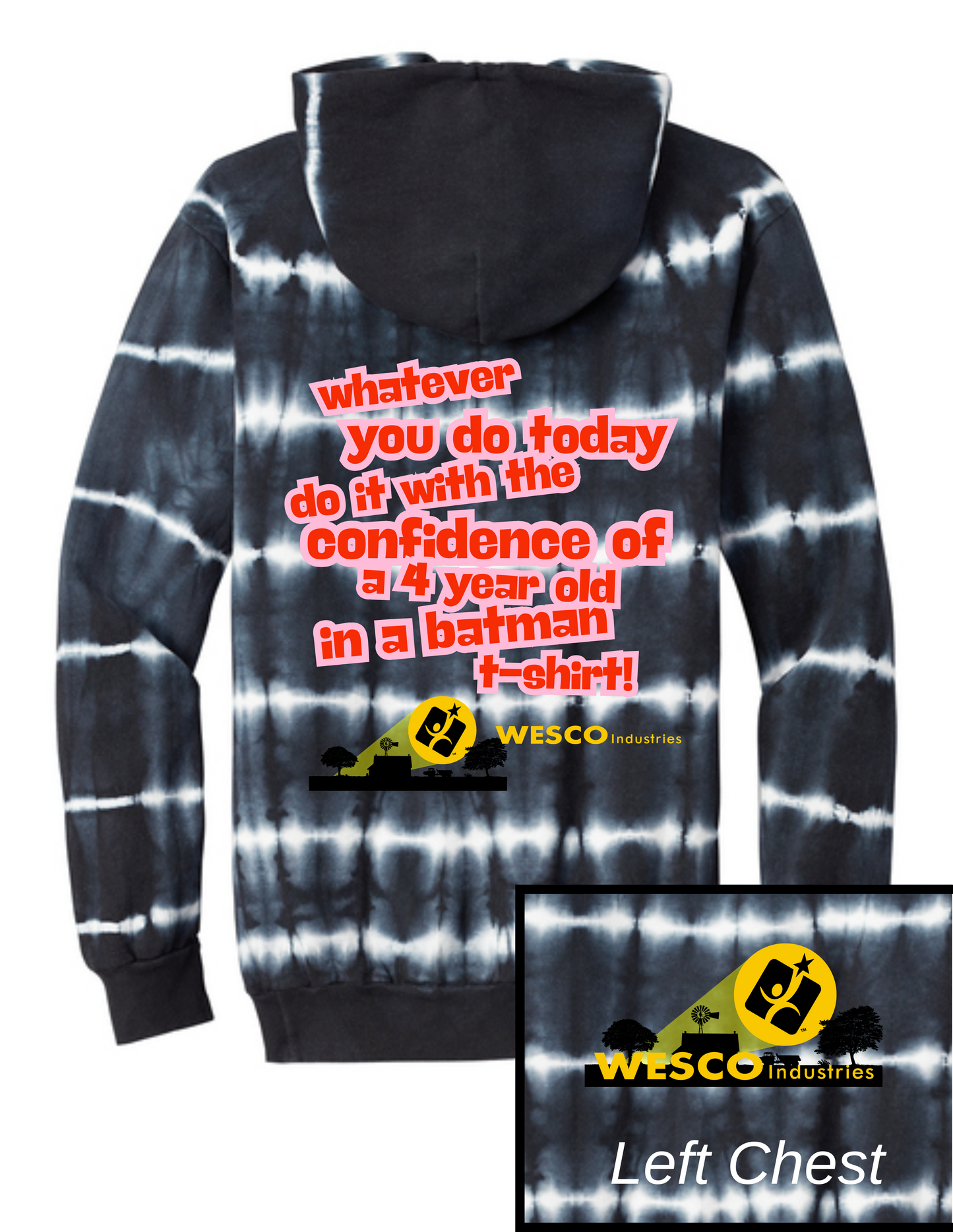 Port & Company ®Allover Stripe Tie-Dye Black/White  Fleece- Batman