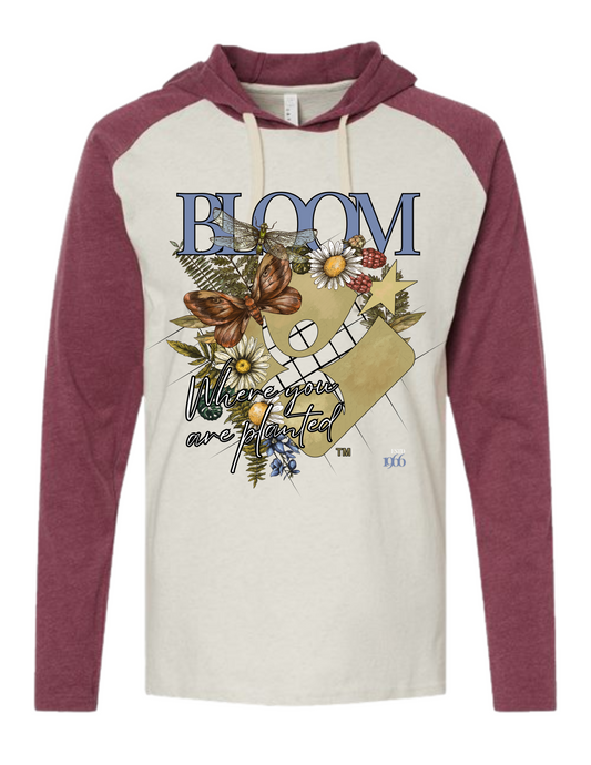 LAT - Fine Jersey Hooded Long Sleeve Raglan T-Shirt - Bloom