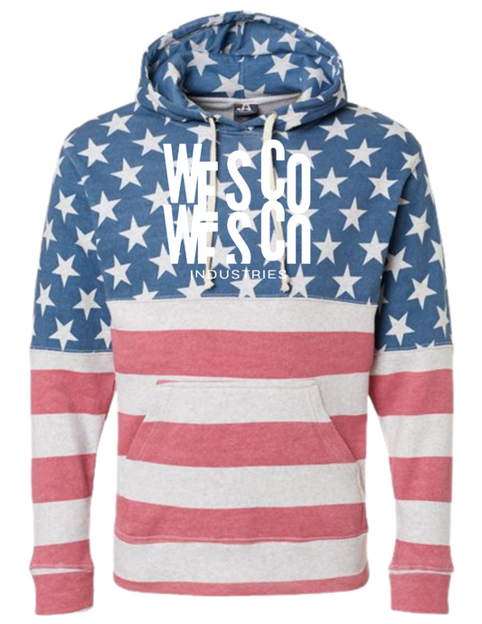 J. America - Stars & Stripes Triblend Fleece Hooded Sweatshirt - Casino