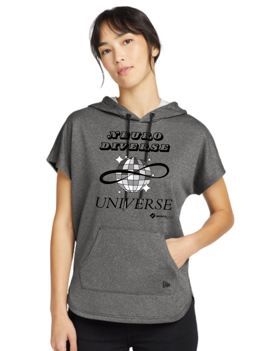 New Era® Women's Performance Terry Short Sleeve Graph Htr Hoodie- Disco