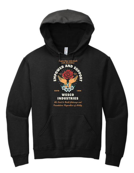 Jerzees® - NuBlend® Black Pullover Hooded Sweatshirt - Empower Rose