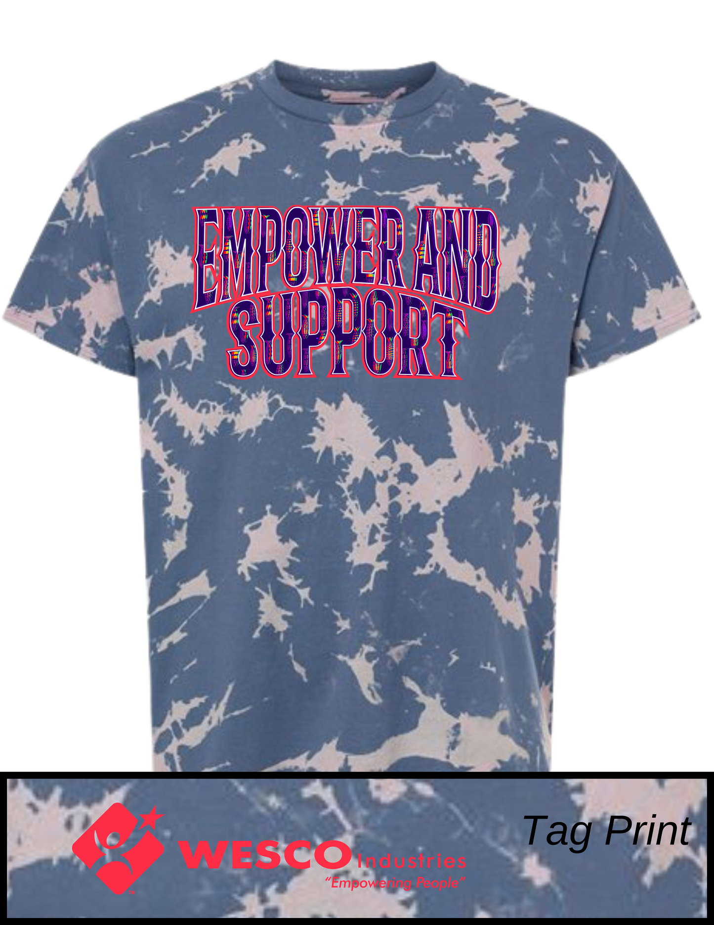 Dyenomite - Blue Gobi Bleach Wash T-Shirt - Empower and Support