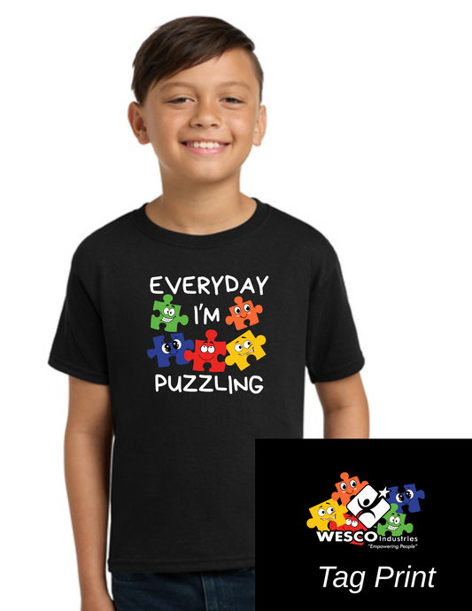 Jerzees® - Youth Dri-Power® 50/50 Cotton/Poly  Black T-Shirt- Puzzling