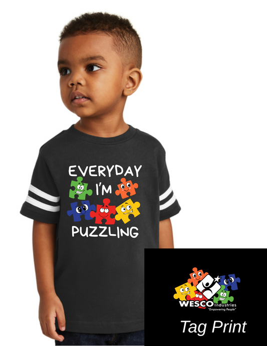 Rabbit Skins ™ Toddler Black/White Football Fine Jersey Tee - Puzzling