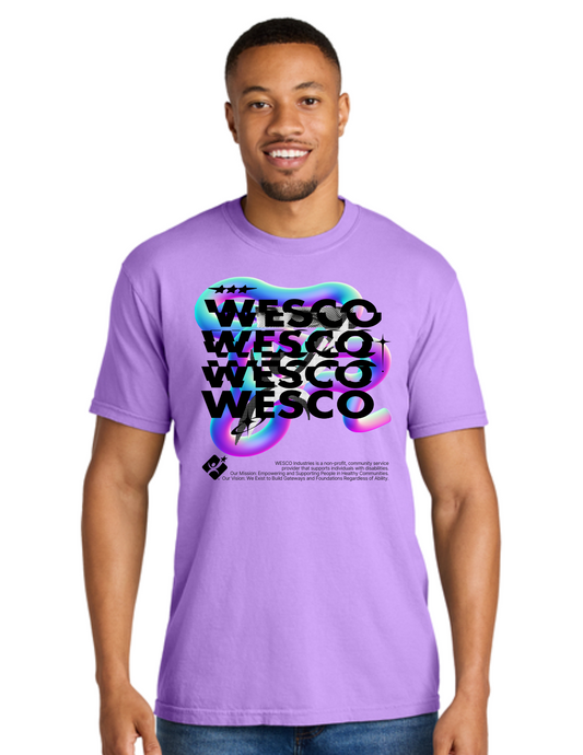 Comfort Colors - Garment-Dyed Neon Violet Heavyweight T-Shirt - Glitched
