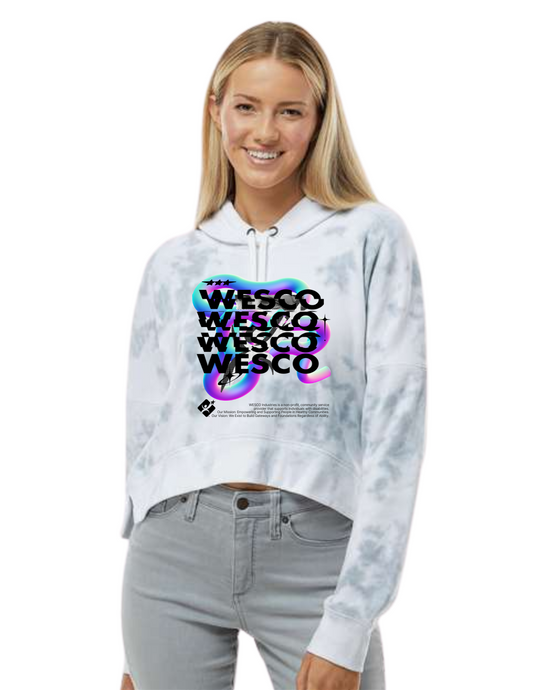 J. America - Women's Grey Tie Dye Crop Hooded Sweatshirt - Glitched