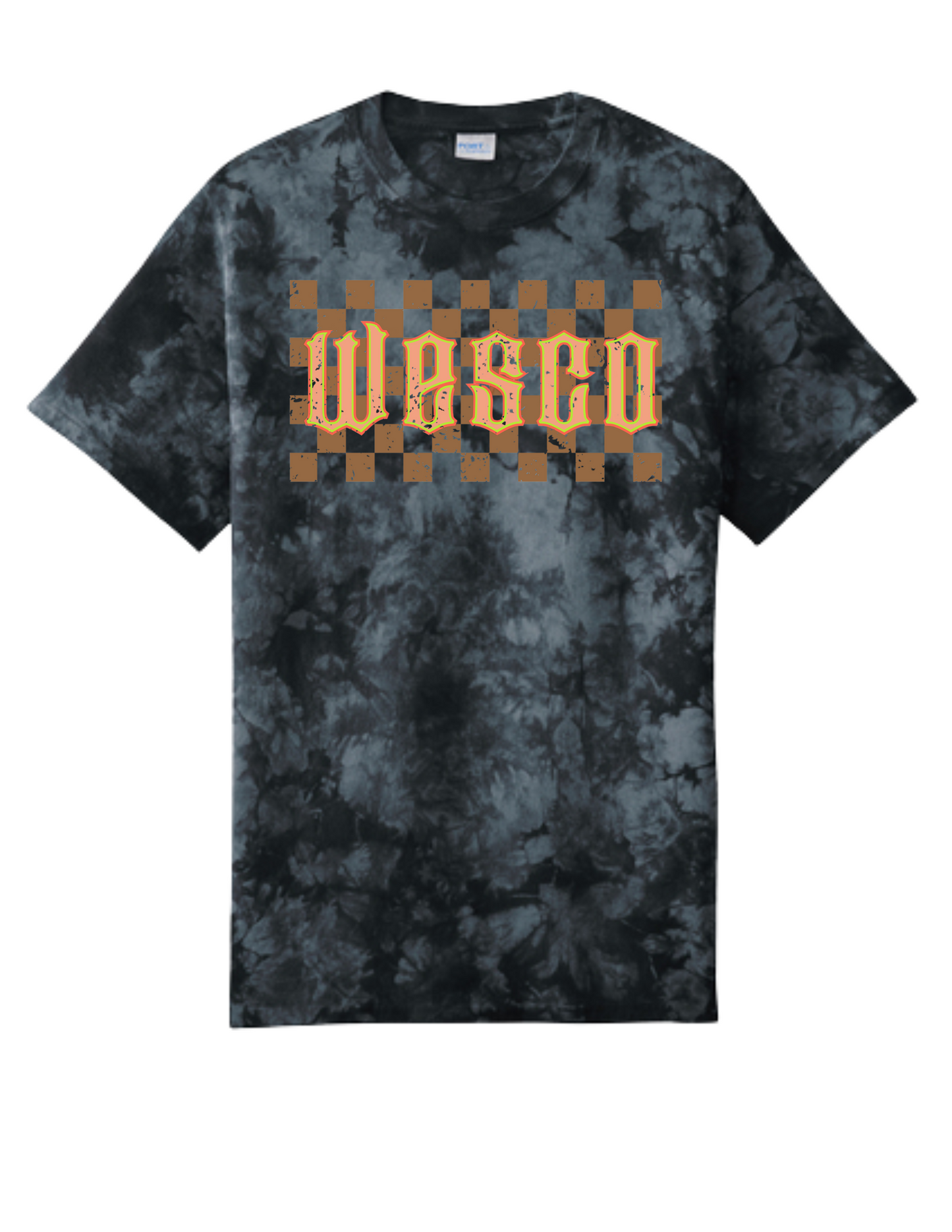 Port & Company ® Crystal Tie-Dye Black Tee - Goth Addams Checker