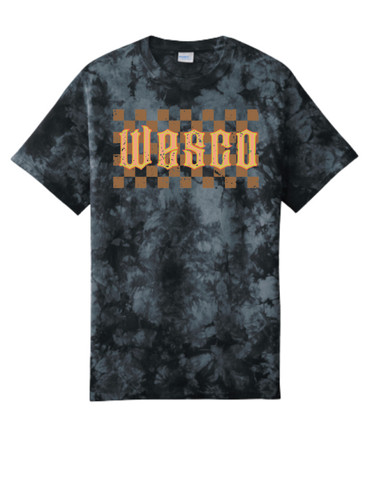 Port & Company ® Crystal Tie-Dye Black Tee - Goth Addams Checker