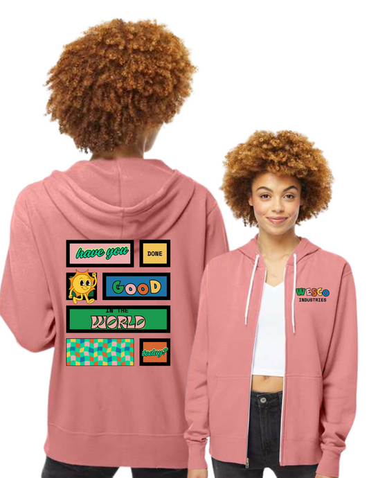 Independent Trading Co. - Lightweight Full-Zip  Dusty Rose Hooded Sweatshirt - Have You Done Good