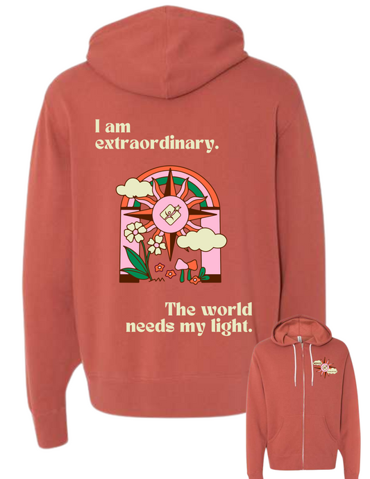 Independent Trading Co. - Lightweight Full-Zip Rust Hooded Sweatshirt- Extraordinary