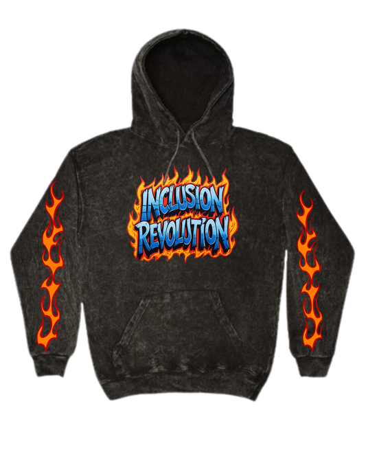 Colortone - Mineral Washed Black Hooded Sweatshirt - Inclusion Revolution