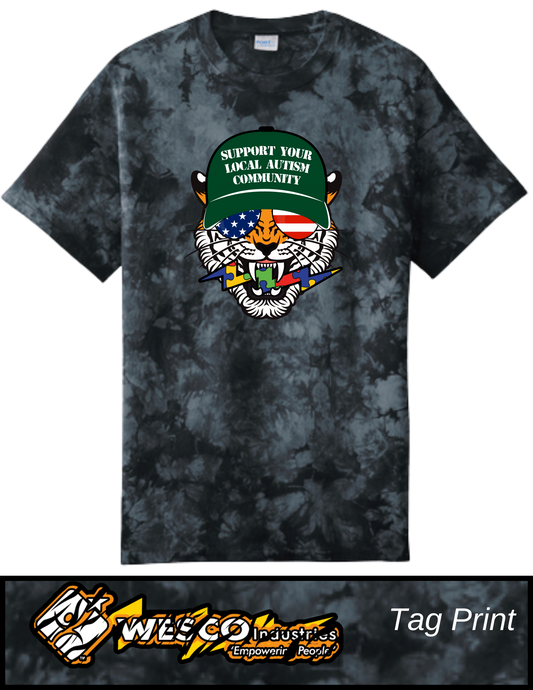 Port & Company ® Crystal Tie-Dye Black Tee - Support Tiger