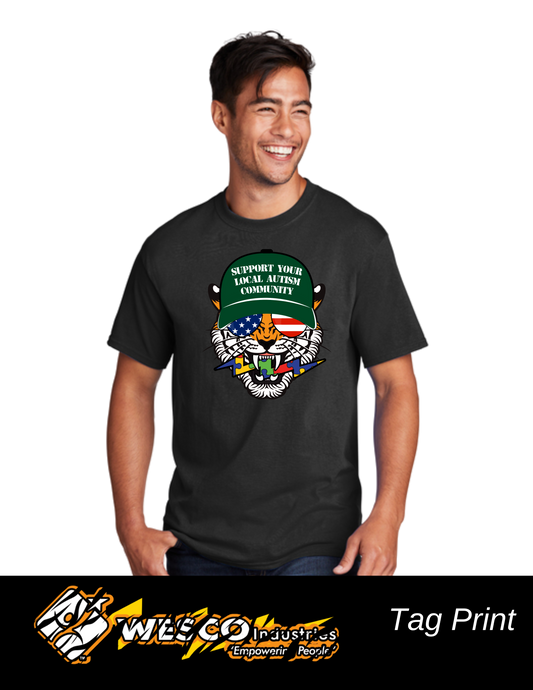 Port and Company Jet Black Core Cotton Tee - Support Tiger