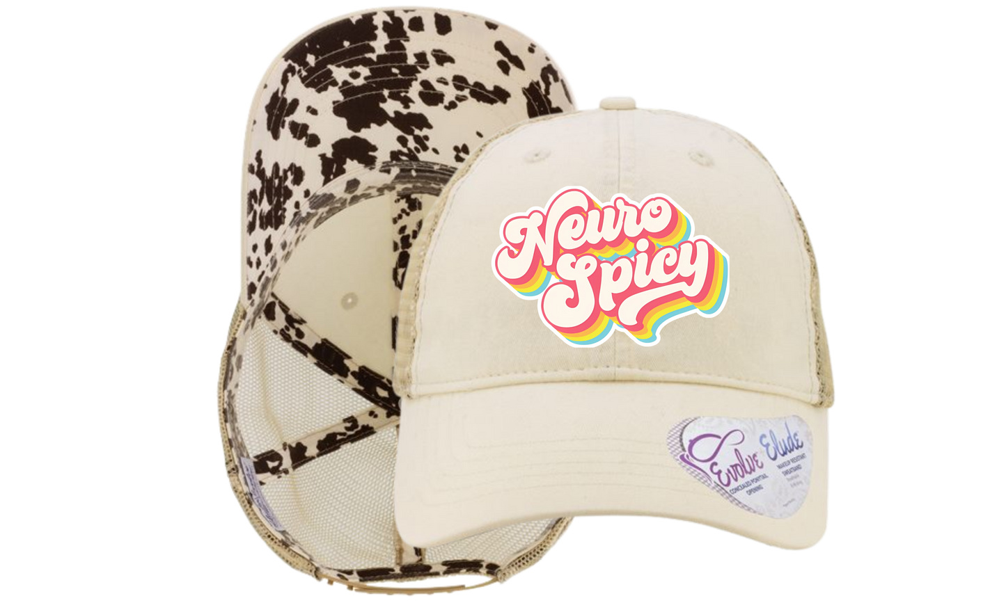 Infinity Her - Vanilla/Longhorn/Khaki Women's Washed Mesh-Back Cap- Neurospicy