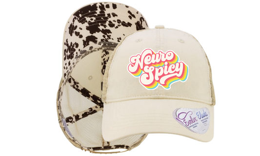 Infinity Her - Vanilla/Longhorn/Khaki Women's Washed Mesh-Back Cap- Neurospicy