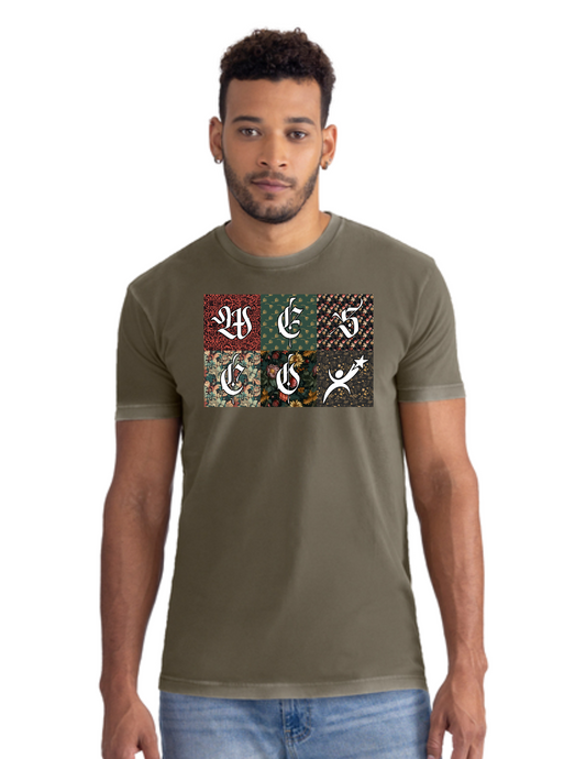 Next Level Apparel® Soft Wash Military Green Cotton Tee - Patches