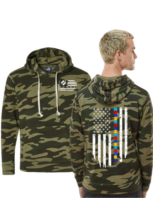 J. America - Triblend Fleece Camo Triblend Hooded Sweatshirt - Patriotic