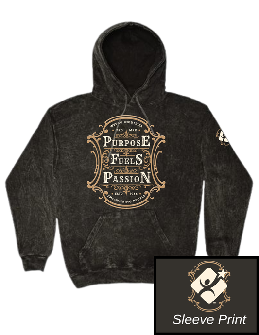 Colortone - Black Mineral Wash Hooded Sweatshirt - Purpose