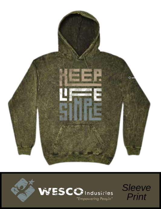 Colortone - D Green Mineral Wash Hooded Sweatshirt- Simple Life