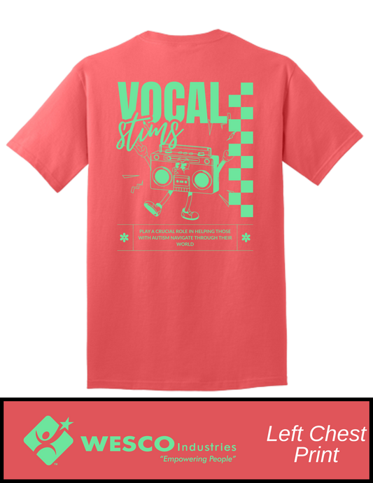Port and Company Coral Core Cotton Tee - GREEN PRINT - Vocal Stimming