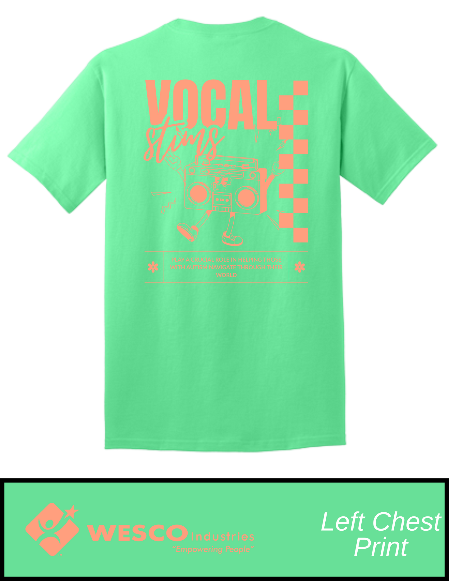 Port and Company Jadelite Core Cotton Tee - CORAL PRINT - Vocal Stimming