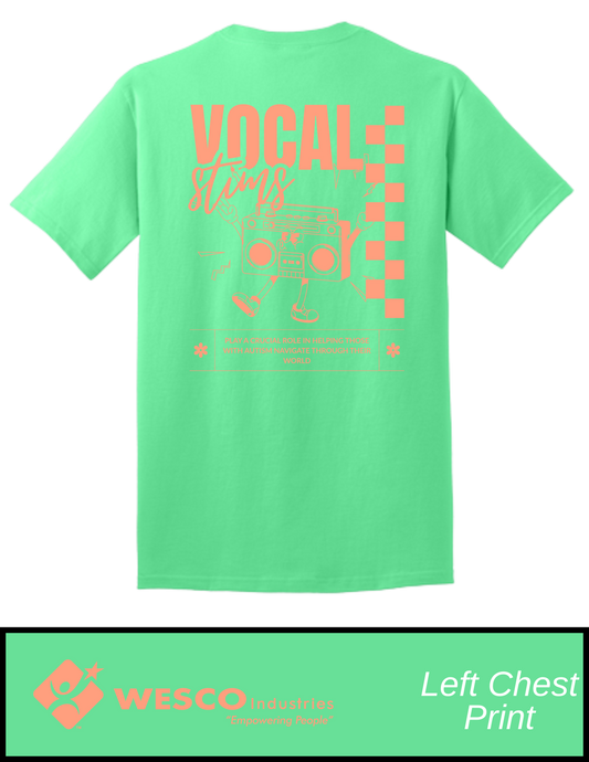 Port and Company Jadelite Core Cotton Tee - CORAL PRINT - Vocal Stimming