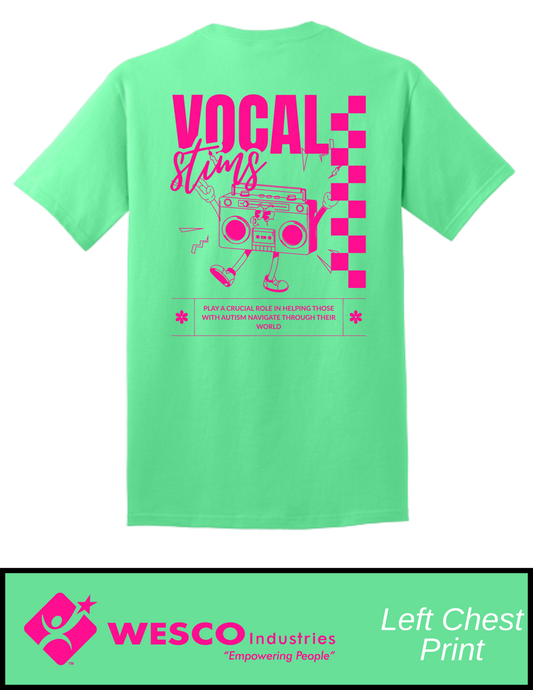 Port and Company Jadelite Core Cotton Tee - PINK PRINT - Vocal Stimming
