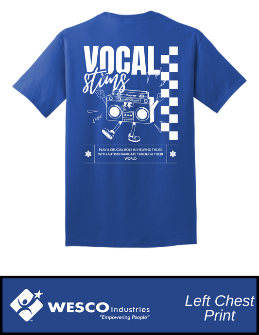 Port and Company true Royal Core Cotton Tee - WHITE PRINT - Vocal Stimming